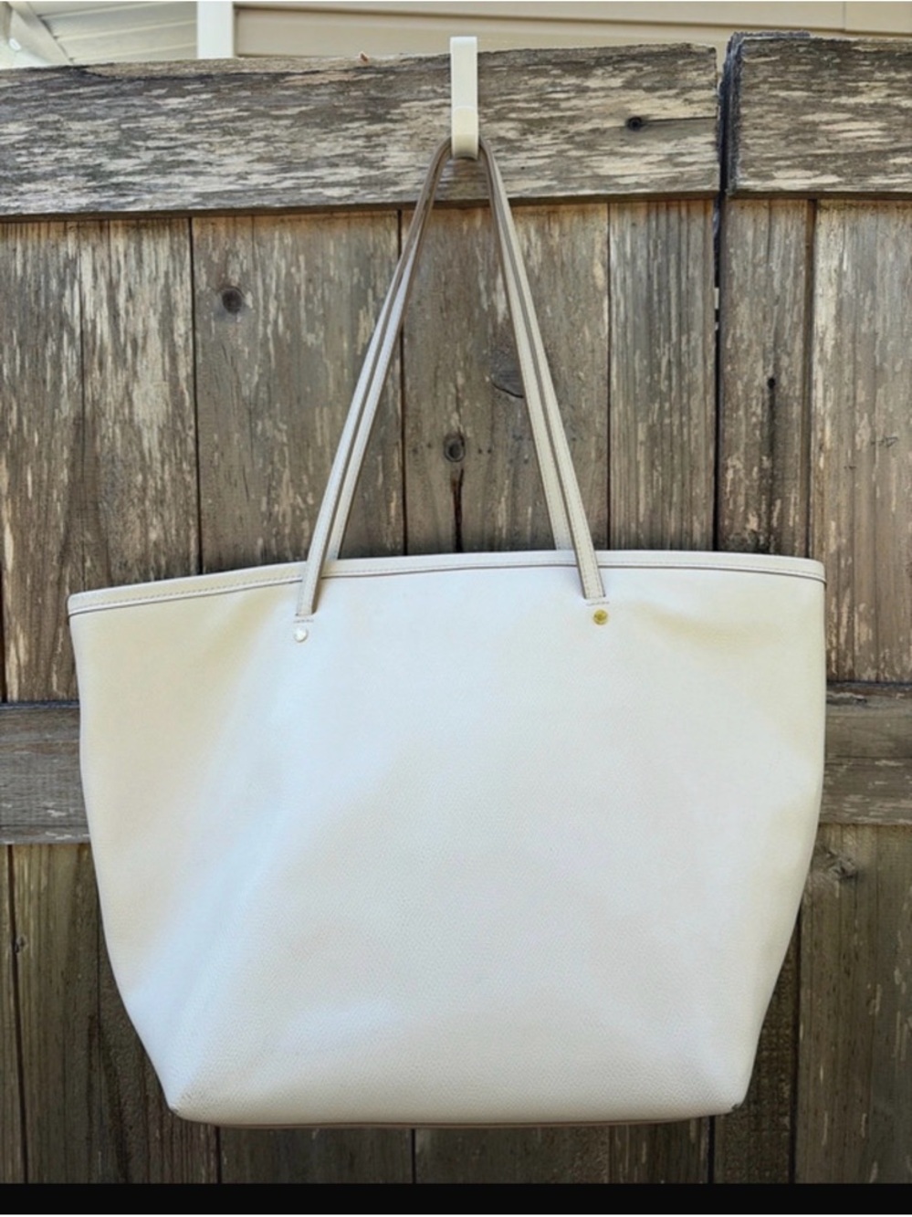 Coach White Leather Tote with Gold Accents - Picture 5 of 10